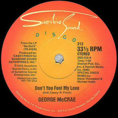 George McCrae : Don't You Feel My Love (12", Promo)