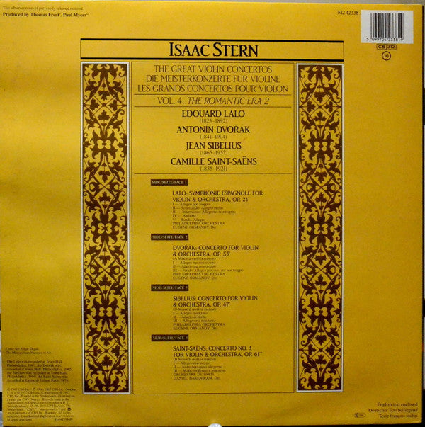 Isaac Stern - Dvořák* ⦁ Lalo*, Saint-Saëns*, Sibelius* : The Great Violin Concertos, Volume 4: The Romantic Era-2 (2xLP, Comp)