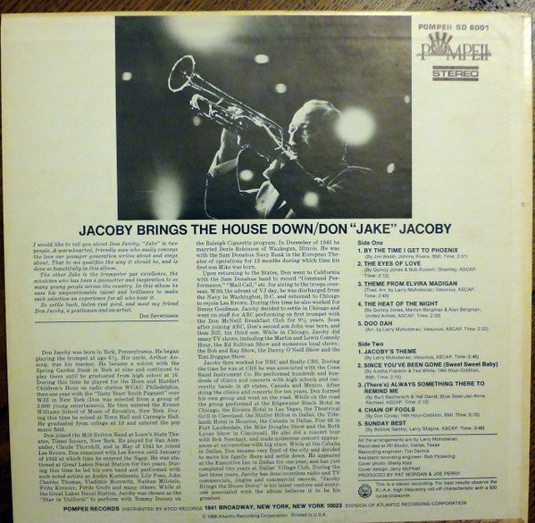 Don "Jake" Jacoby* : Jacoby Brings The House Down (LP, Album)