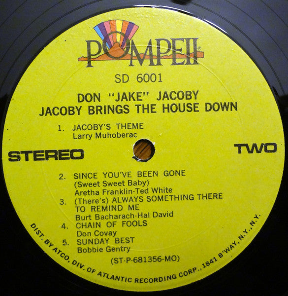 Don "Jake" Jacoby* : Jacoby Brings The House Down (LP, Album)