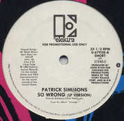 Patrick Simmons : So Wrong (12", Promo)