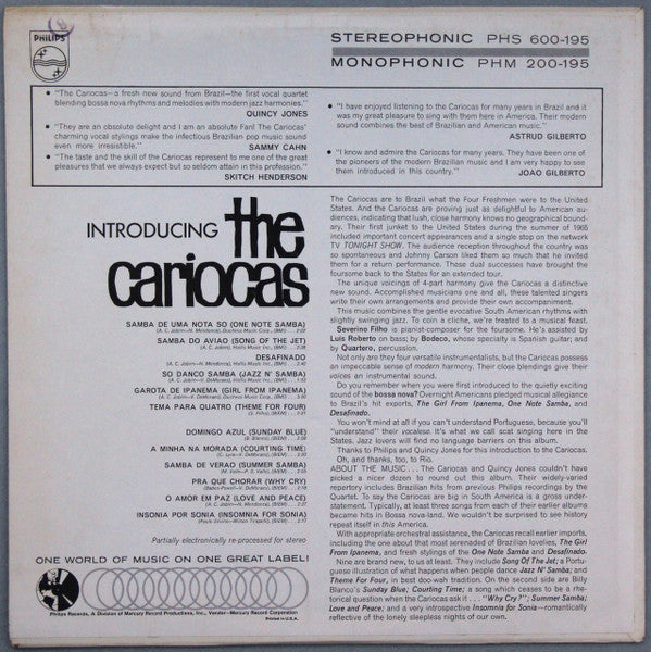 The Cariocas* : Introducing The Cariocas (LP, Album, Comp, Ric)