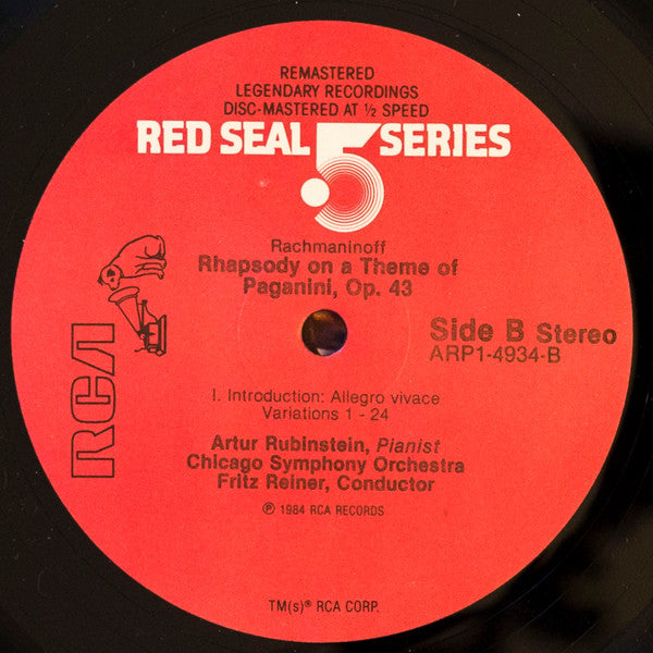 Artur Rubinstein*, Fritz Reiner, Rachmaninoff*, Chicago Symphony Orchestra : Concerto No. 2 / Rhapsody On A Theme Of Paganini (LP, Comp, RM)