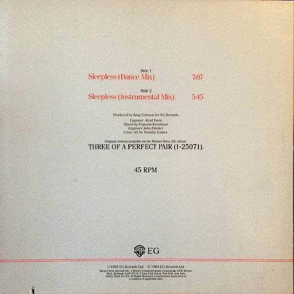 King Crimson : Sleepless (12", Maxi, All)