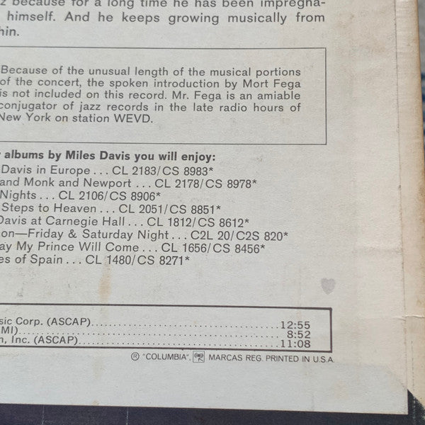Miles Davis : My Funny Valentine - Miles Davis In Concert (LP, Album, RE, Pit)