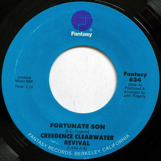 Creedence Clearwater Revival : Fortunate Son / Down On The Corner (7", Single, RE, Car)