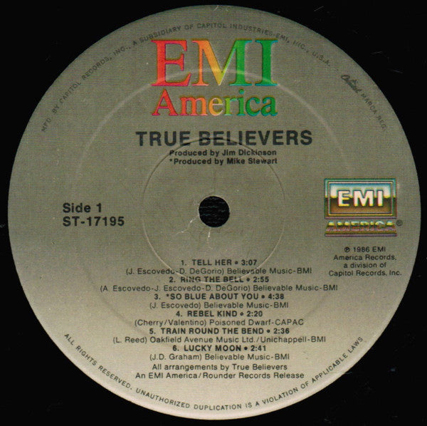 True Believers* : True Believers (LP, Album, Spe)