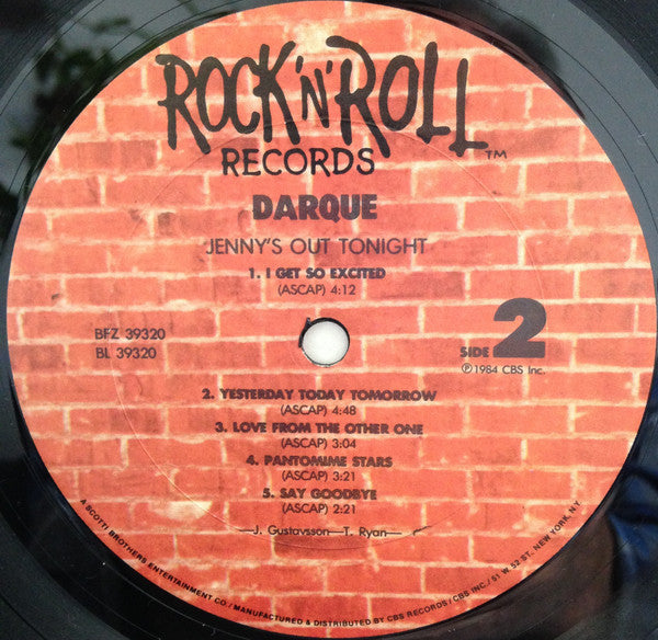 Darque : Jenny's Out Tonight (LP, Album, Pit)