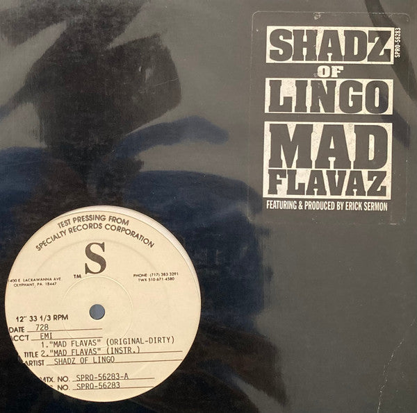 Shadz Of Lingo : Mad Flavaz (12", Promo, TP)