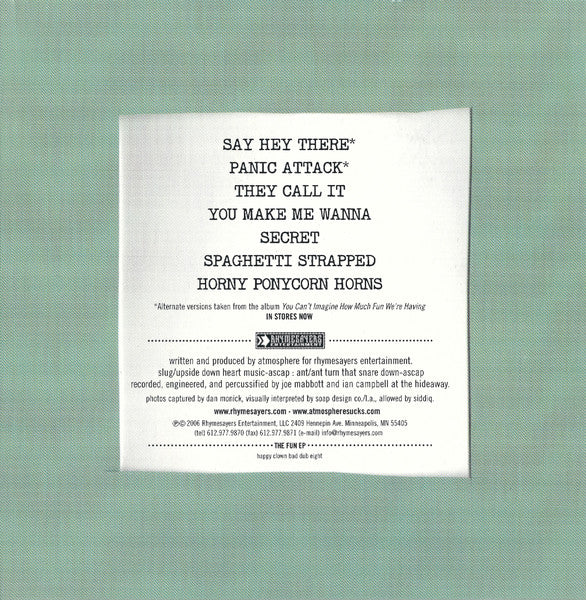 Atmosphere (2) : The Fun EP (Happy Clown Bad Dub Eight) (CD, EP)