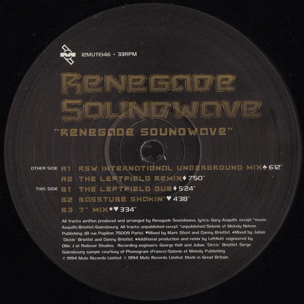 Renegade Soundwave : Renegade Soundwave (12", Single)