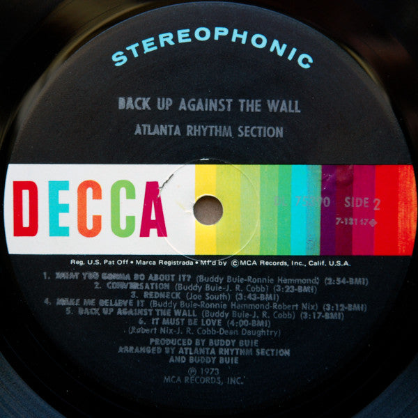 Atlanta Rhythm Section : Back Up Against The Wall (LP, Album, Pin)