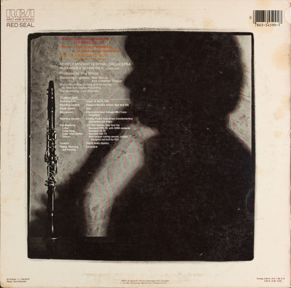 Richard Stoltzman, Mostly Mozart Orchestra, Alexander Schneider, Carl Maria von Weber / Gioacchino Rossini / Wolfgang Amadeus Mozart : Clarinet Concerto No.1 / Theme And Variations For Clarinet And Orchestra / Andante In C, K.315 (LP, Album)