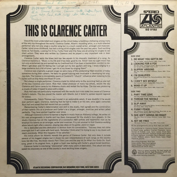 Clarence Carter : This Is Clarence Carter (LP, Album, Pre)
