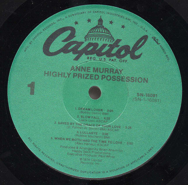 Anne Murray : Highly Prized Possession (LP, Album, RE, Jac)