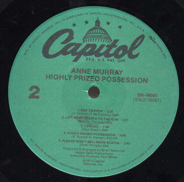 Anne Murray : Highly Prized Possession (LP, Album, RE, Jac)