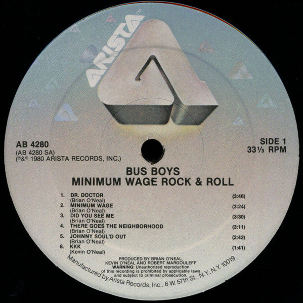 The Bus Boys : Minimum Wage Rock & Roll (LP, Album, Hau)