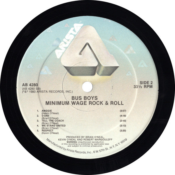 The Bus Boys : Minimum Wage Rock & Roll (LP, Album, Hau)