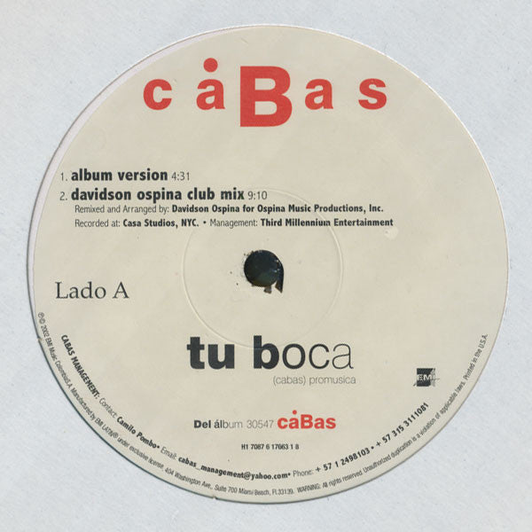 Cabas : Tu Boca (Remixes) (12")