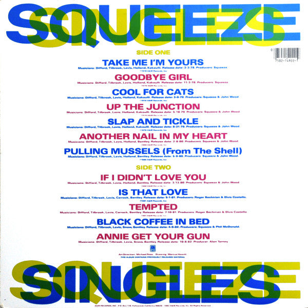 Squeeze (2) : Singles - 45's And Under (LP, Album, Comp, R -)