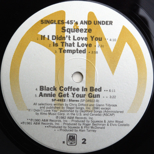 Squeeze (2) : Singles - 45's And Under (LP, Album, Comp, R -)