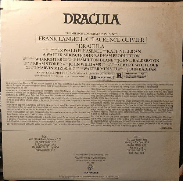 John Williams (4) : Dracula (Original Motion Picture Soundtrack) (LP, Album, Pin)