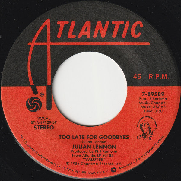 Julian Lennon : Too Late For Goodbyes (7", Single, SP )
