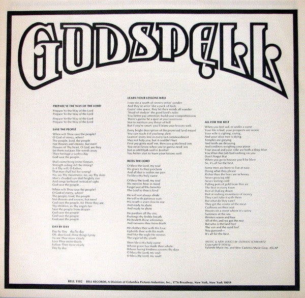 "Godspell" Original Cast : Godspell (LP, Album, Mon)