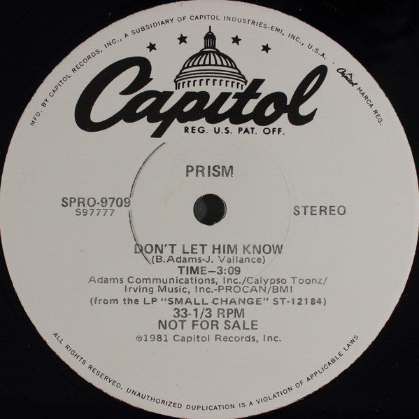 Prism (7) : Don't Let Him Know (12", Promo)