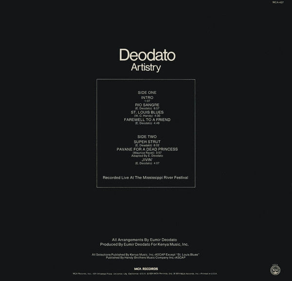 Eumir Deodato : Artistry (LP, Album, Glo)