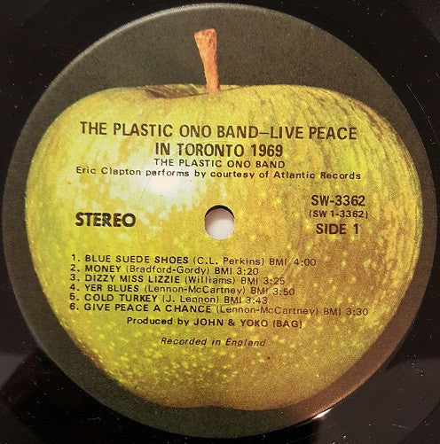 The Plastic Ono Band : Live Peace In Toronto 1969 (LP, Album, L.A)