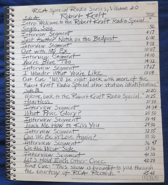 Robert Kraft : RCA Special Radio Series Volume 20 (LP, Transcription)