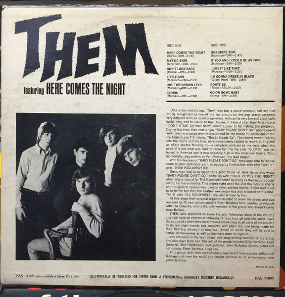 Them (3) : Here Comes The Night (LP, Album, Mon)