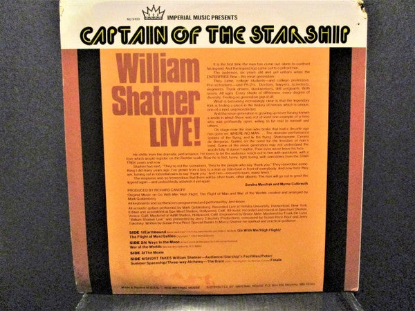 William Shatner : Captain Of The Starship - William Shatner Live! (2xLP, Album, RE)