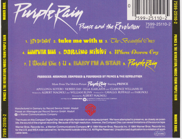 Prince And The Revolution : Purple Rain (CD, Album, RE, RP)