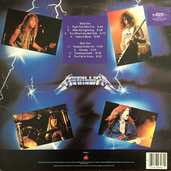 Metallica : Ride The Lightning (LP, Album, RE, All)