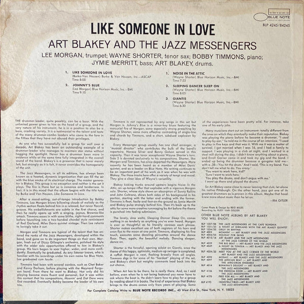 Art Blakey & The Jazz Messengers : Like Someone In Love (LP, Album)