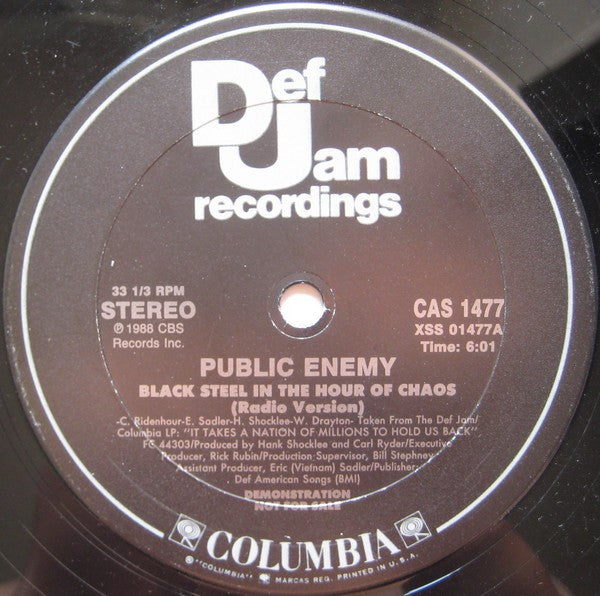 Public Enemy : Black Steel In The Hour Of Chaos (12", Promo)