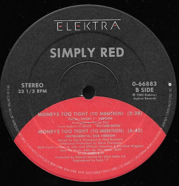 Simply Red : Money's Too Tight (To Mention) (The Cutback Mix) (12", Spe)