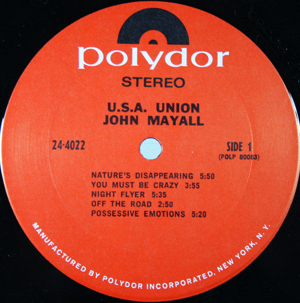 John Mayall : U.S.A. Union (LP, Album, Gat)