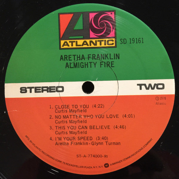 Aretha Franklin : Almighty Fire (LP, Album, RI,)