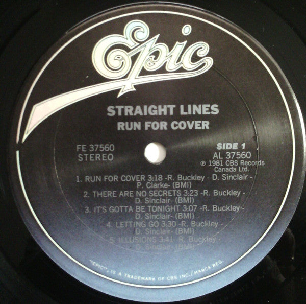 Straight Lines : Run For Cover (LP, Album)
