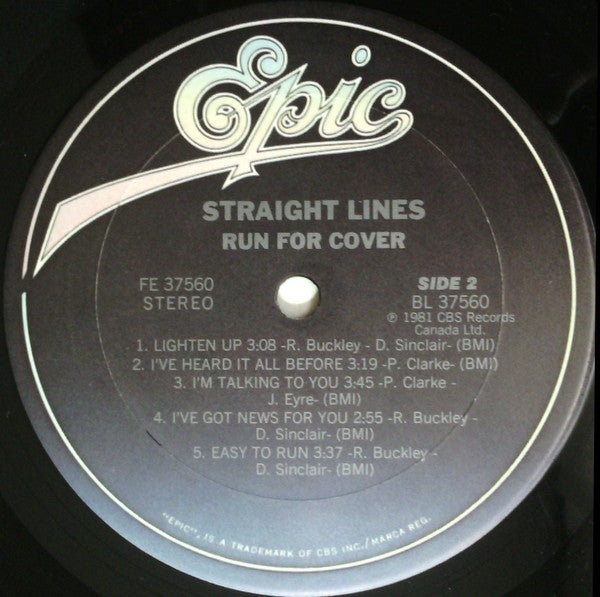 Straight Lines : Run For Cover (LP, Album)