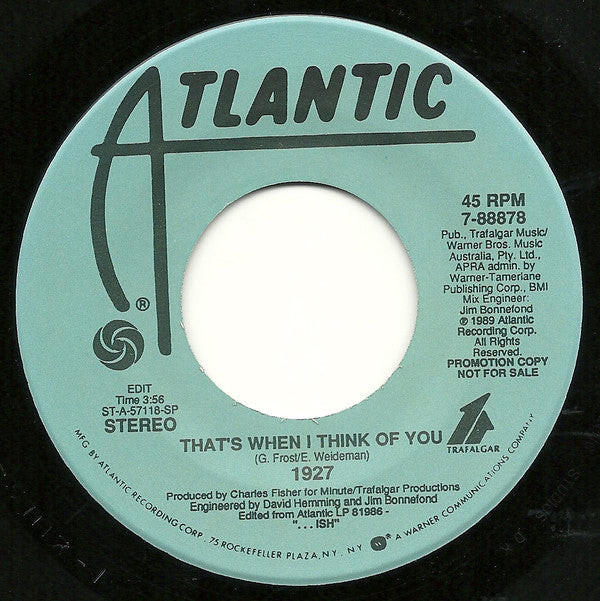 1927 : That's When I Think Of You (7", Single, Promo)