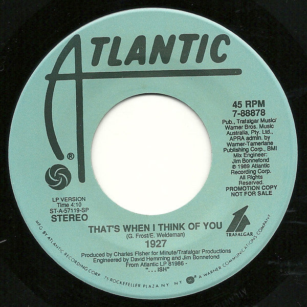 1927 : That's When I Think Of You (7", Single, Promo)