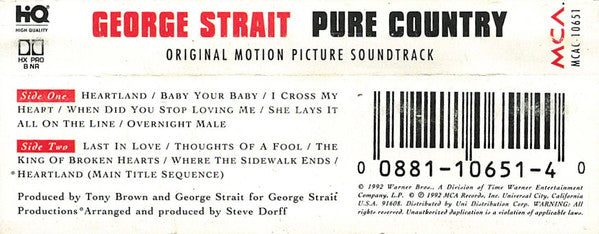 George Strait : Pure Country (Original Motion Picture Soundtrack) (Cass, Album, Dol)