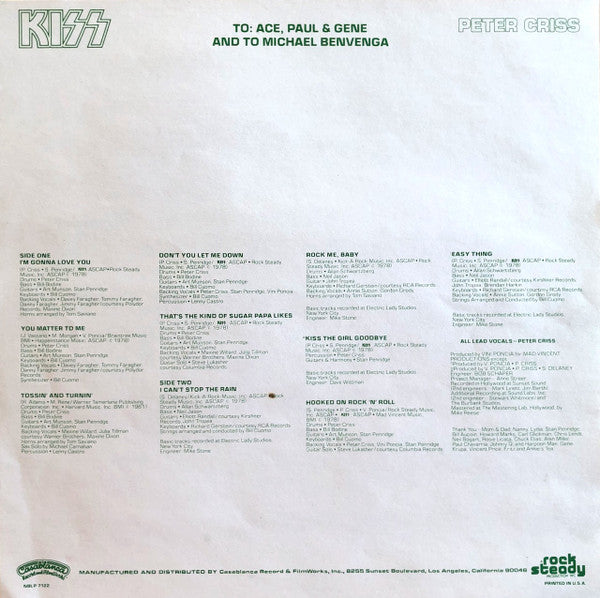Kiss, Peter Criss : Peter Criss (LP, Album, SRC)