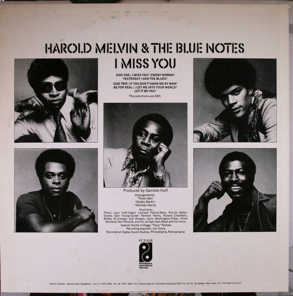 Harold Melvin And The Blue Notes : I Miss You (LP, Album, Ter)