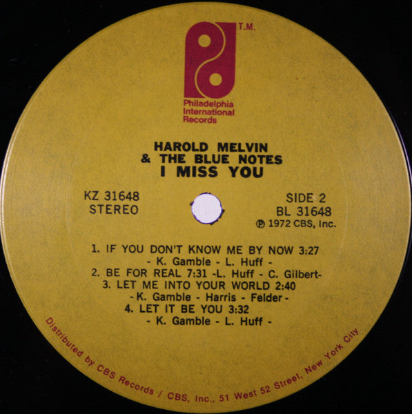 Harold Melvin And The Blue Notes : I Miss You (LP, Album, Ter)