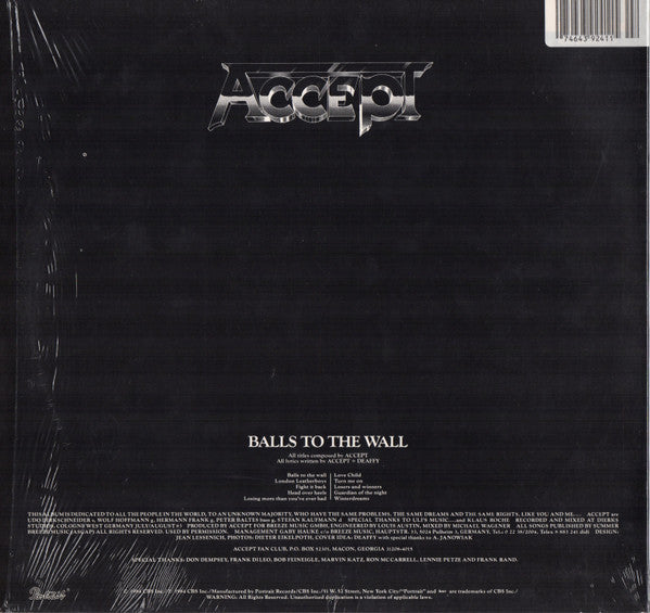 Accept : Balls To The Wall (LP, Album, RE, Car)